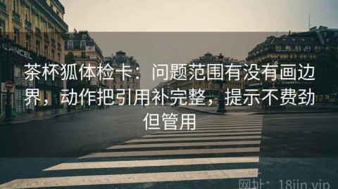 茶杯狐体检卡：问题范围有没有画边界，动作把引用补完整，提示不费劲但管用