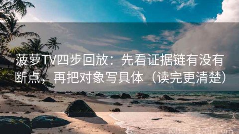菠萝TV四步回放：先看证据链有没有断点，再把对象写具体（读完更清楚）